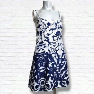 Velvet by Graham Spencer Blue and White Silk Slip Mini Dress Size Small